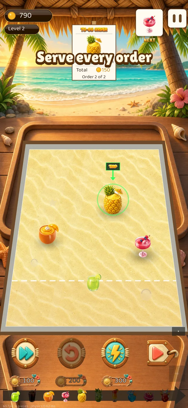 An order card two-of-two complete with a glowing ready drink